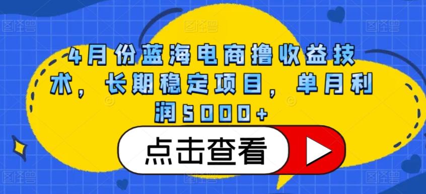 4月份蓝海电商撸收益技术，长期稳定项目，单月利润5000+【揭秘】-江南创业网