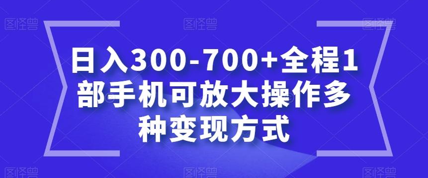 日入300-700+全程1部手机可放大操作多种变现方式【揭秘】-江南创业网