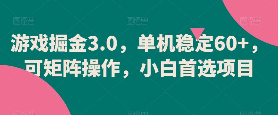 游戏掘金3.0，单机稳定60+，可矩阵操作，小白首选项目【揭秘】-江南创业网