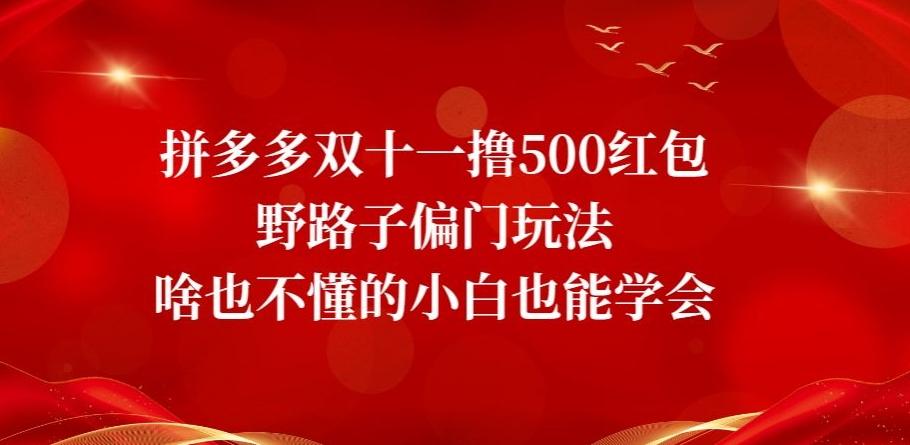 拼多多双十一撸500红包野路子偏门玩法，啥也不懂的小白也能学会【揭秘】-江南创业网